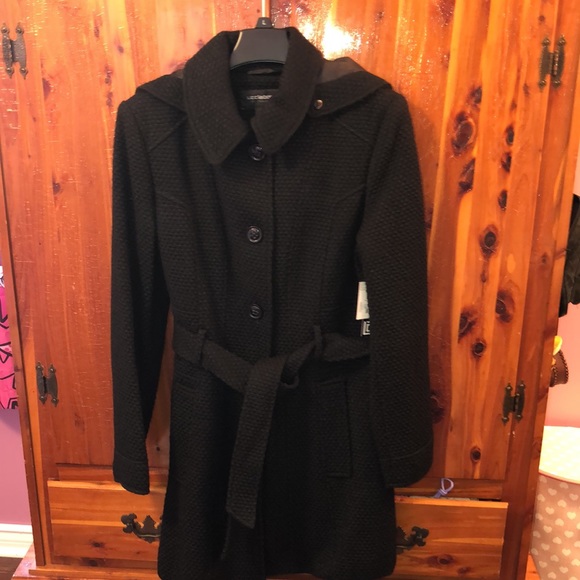BRAND NEW  WOMAN’S LIZ CLAIBORNE BKACK WAFFLE COAT SIZE LARGE! NWTS! - Picture 2 of 7
